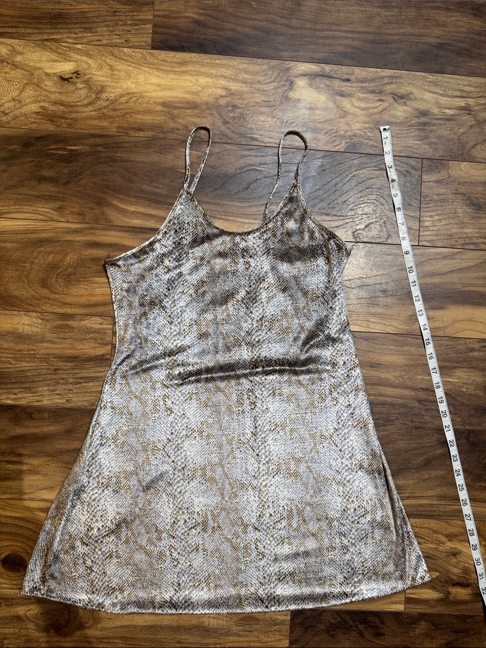 Snake Print Slip Dress - Brown & Cream
